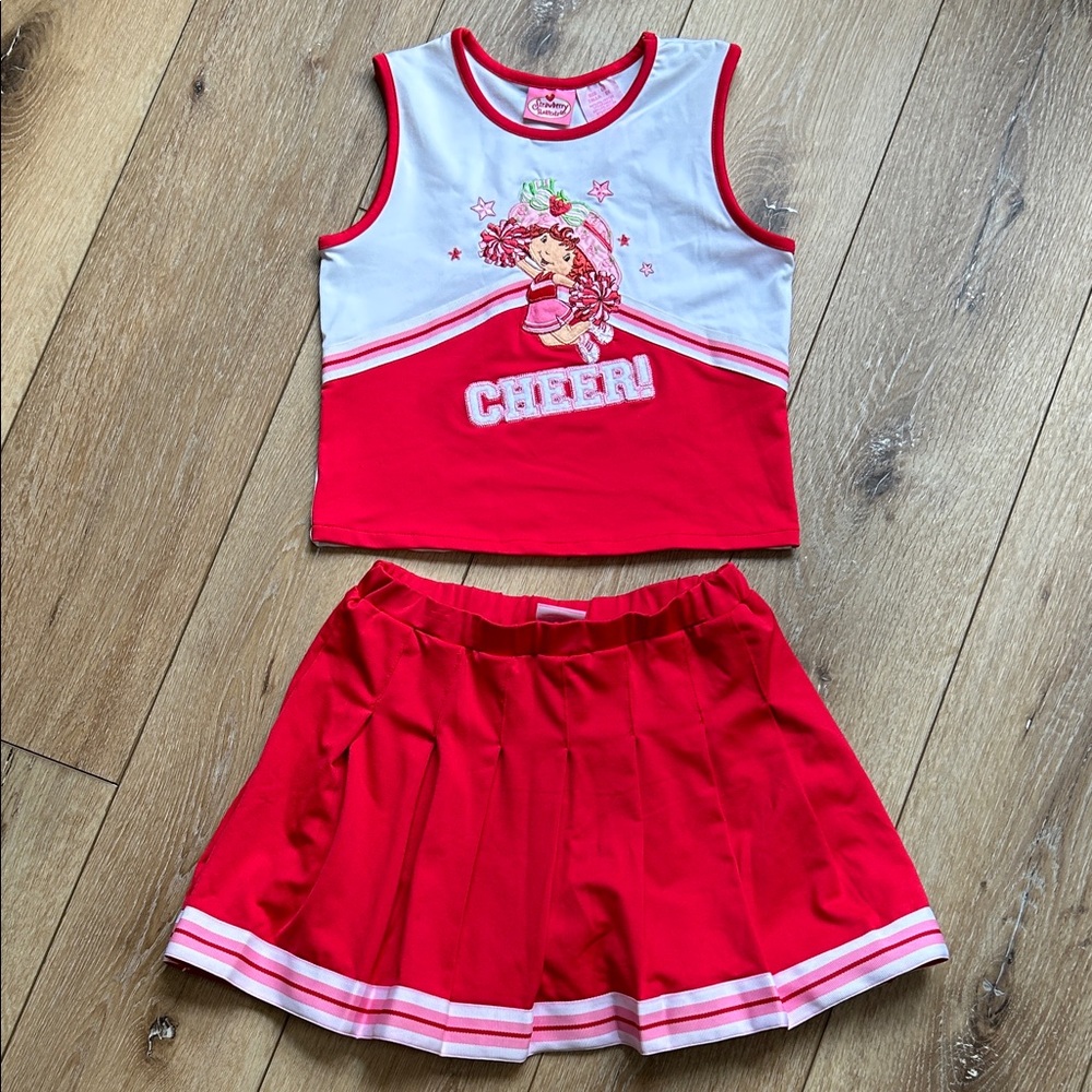 Vtg Y2K Strawberry Shortcake Cheerleader Cheer Outfit Tank Top & Skorts Set 6X